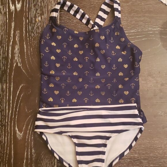 💙Girls Anchors Nautical Swimsuit - Picture 1 of 7